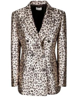 P.A.R.O.S.H. Leopard-Print Double-Breasted Blazer - Black