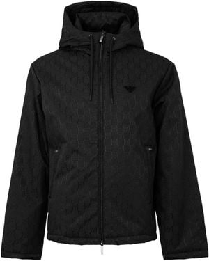 Emporio Armani Blouson Full-Zip Hooded Windbreaker - Black
