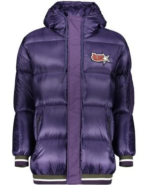 Herno Hooded Logo Down Jacket - Purple