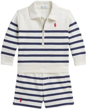 Ralph Lauren Striped Polo Shirt And Shorts Set (Set Of Two) - White