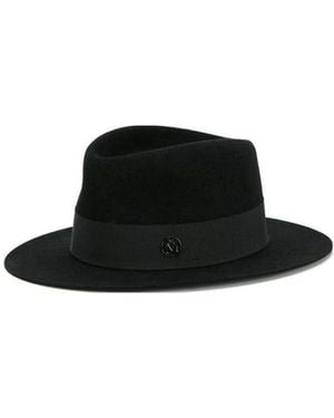Maison Michel Andre Logo Plaque Fedora Hat - Black