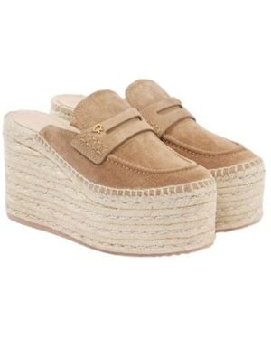Gianvito Rossi Suede Espadrille Wedges - Natural