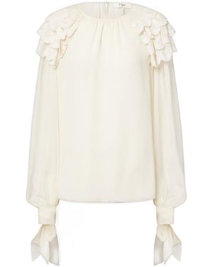 Chloé Ruffled Silk Blouse - White