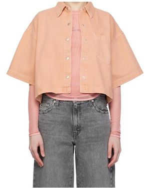 Agolde Snap Button Denim Shirt - Gray