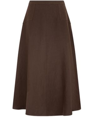 Polo Ralph Lauren Flared Hemp Midi Skirt - Brown