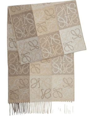 Loewe Anagram-Intarsia Wool-Blend Scarf - Natural