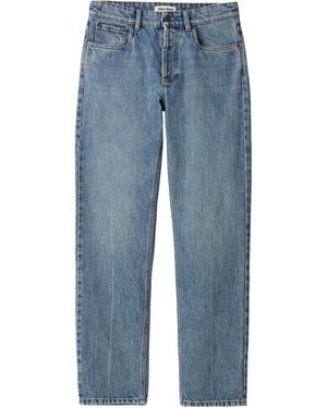 Miu Miu Logo-Embroidered Straight-Leg Jeans - Blue
