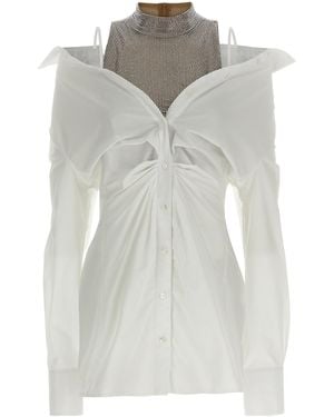 GIUSEPPE DI MORABITO High-Neck Mini Shirt Dress - Grey