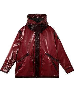 Stone Island Logo Patch Hooded Parka - Red