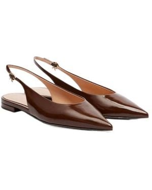 Gianvito Rossi Patent Leather Slingback Flats - Brown