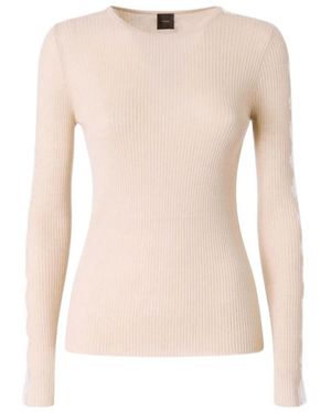 Pinko Ribbed Jumper With Lace - Pink