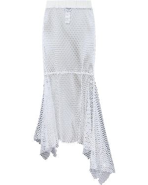 MSGM Asymmetric Hem Midi Skirt - White