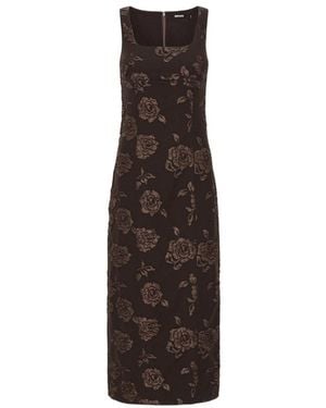 ROTATE BIRGER CHRISTENSEN Jacquard Sleeveless Midi Dress - Brown