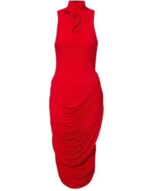 Magda Butrym Floral-Appliqué Draped Gown - Red