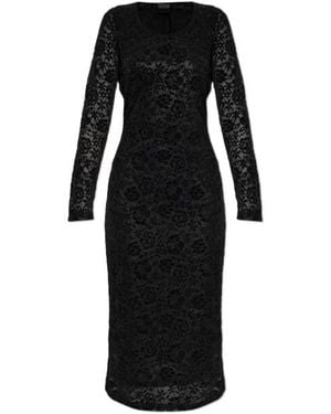 Versace Jeans Couture Couture Lace-Detailed Long-Sleeved Dress - Black