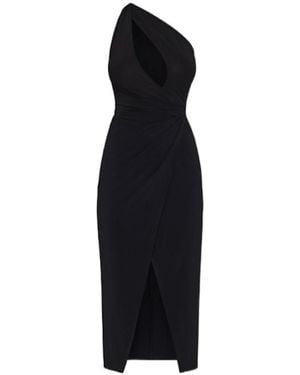 Amiri One-Shoulder Wrap Midi Dress - Black