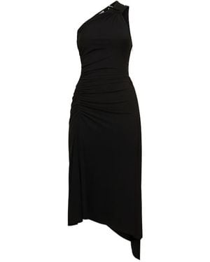 Michael Kors Ruched Jersey One-shoulder Dress - Black