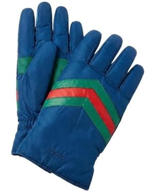 Gucci Webbing Striped Gloves - Blue