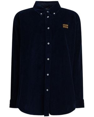 Miu Miu Corduroy Oversized Poplin Shirt - Blue