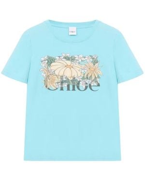 Chloé Baby Fit Logo T-Shirt - Blue
