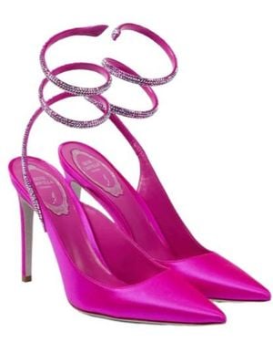 Rene Caovilla Cleo Embellished Satin Pumps - Pink