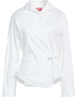 DIESEL Solid Color V-Neck Tie-Up Top - White