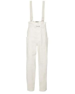 Isabel Marant Linen And Cotton Suspender Pants - White