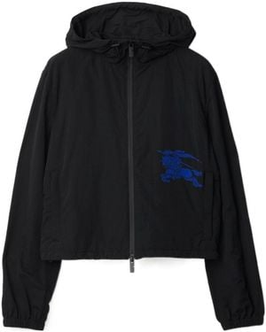 Burberry Cropped Nylon Hooded Jacket - Black