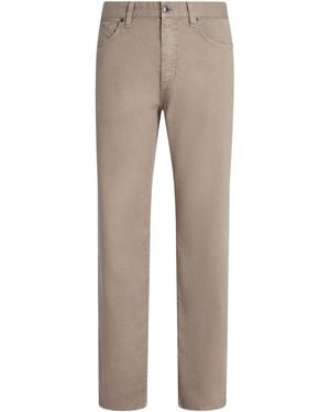 ZEGNA Logo Patch Straight-Leg Jeans - Grey