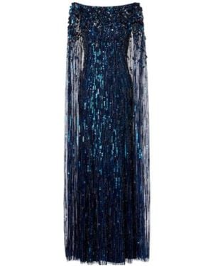 Jenny Packham Luella Fringed Sequined Gown - Blue
