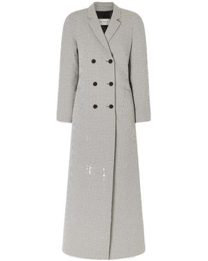 Dries Van Noten Ronna Checked Long Coat - Grey