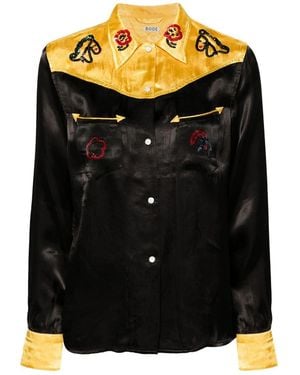 Bode Sequin Rodeo Satin Shirt - Black
