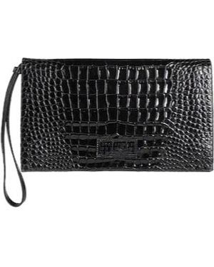 MM6 by Maison Margiela Large Crocodilepattern Clutch Bag - Black
