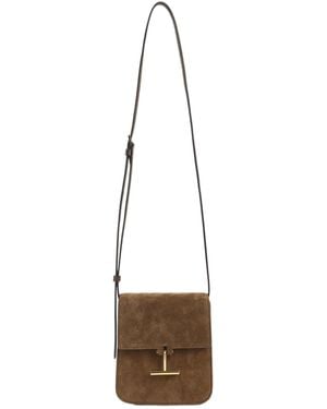 Tom Ford Logo Plaque Shoulder Bag - White