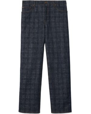 Burberry Loose Check Denim Jeans - Blue