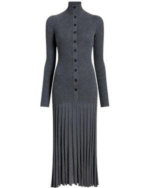 Proenza Schouler Ribbed Pleated Midi Day Dress - Black