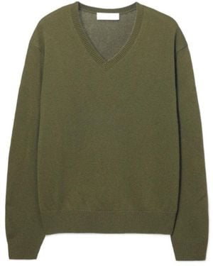 DUNST Cashmere V-Neck Knitted Jumper - Green
