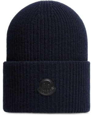 Moncler Wool Cashmere Blend Beanie - Blue