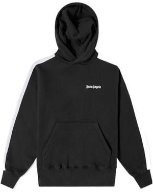 Palm Angels Logo-Print Long-Sleeve Hoodie - Black