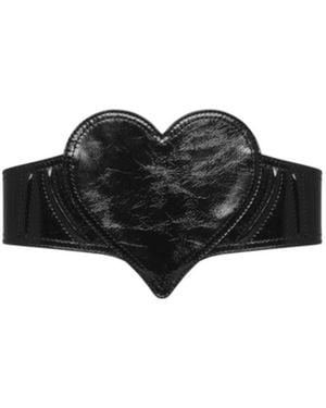 Vivienne Westwood Heart Wide Leather Belt - Black