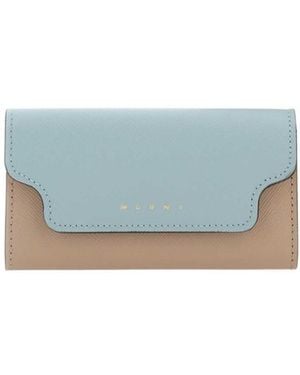 Marni Logo Print Colour-Block Keyholder Wallet - Blue