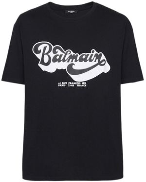 Balmain 70S Logo Print T-Shirt - Black