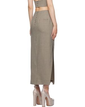 Area Crystal-Embellished Houndstooth Midi Skirt - Natural