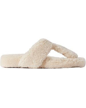 Aquazzura Shearling Sandals - White