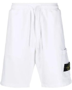 Stone Island Label Athletic Shorts - White