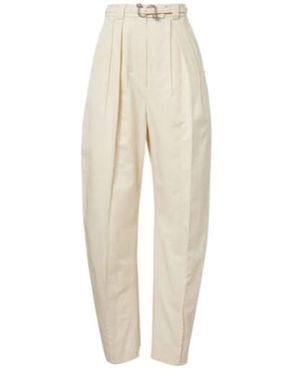 Sportmax Cotton Gabardine Wide-Leg Trousers - Natural