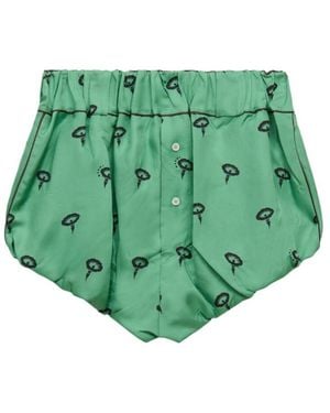 Marni Silk Twill Bloomers With Floral Print - Green