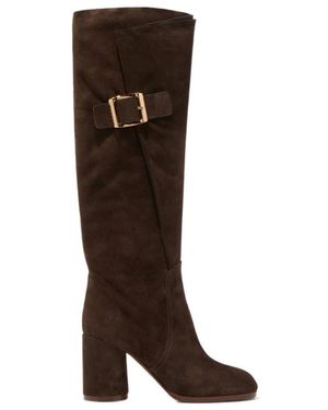 Casadei Cleo Buckle Knee-High Boots - Brown