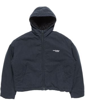 Acne Studios Logo-Print Hooded Jacket - Blue