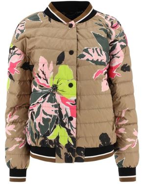 Herno Flower Printed Padded Bomber Jacket - Pink
